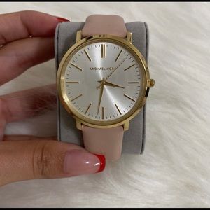 Gold & Pink Leather Michael Kors Watch